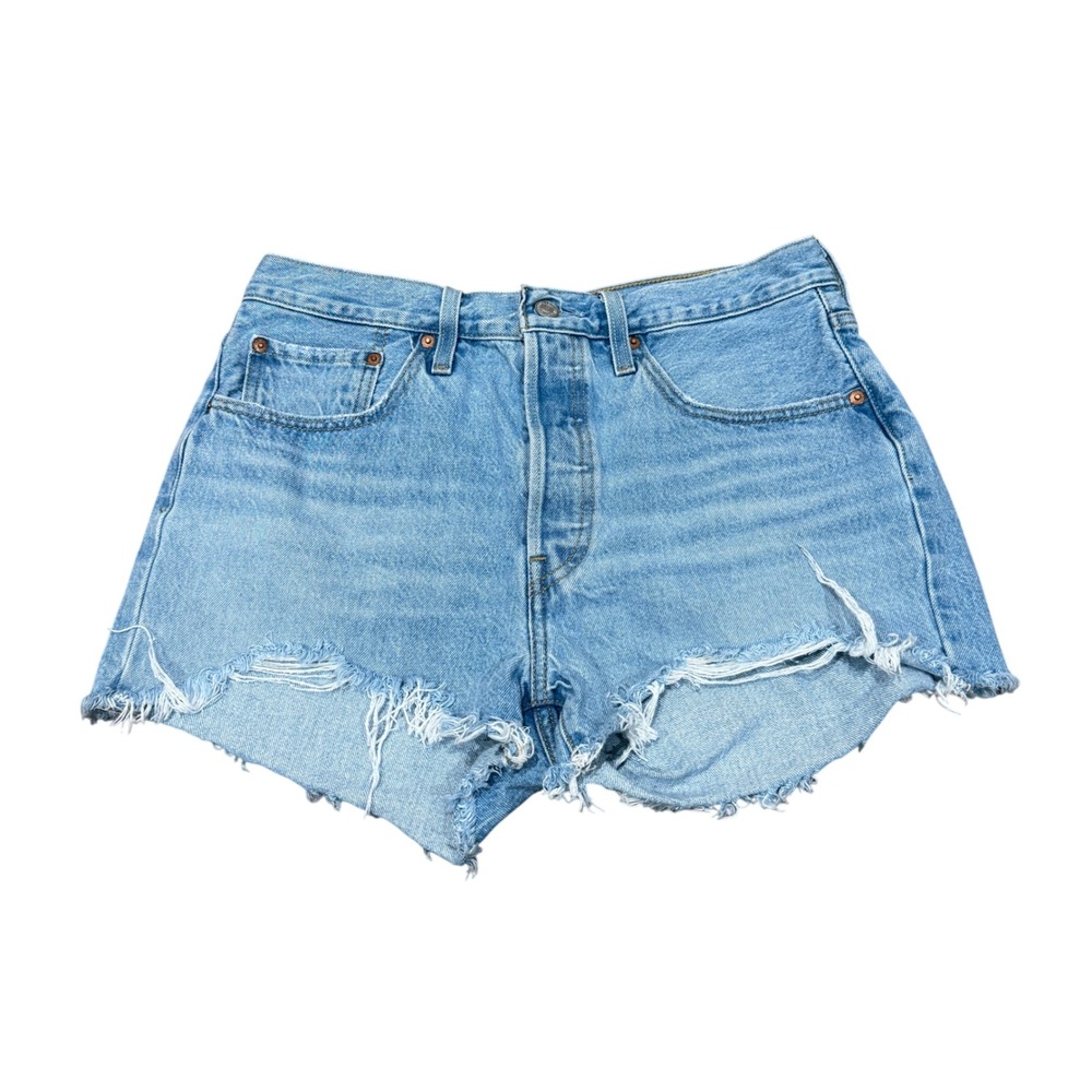 Levis Premium 501 Original Distressed Denim Cutoff Shorts Light Wash Sz 30 Casua